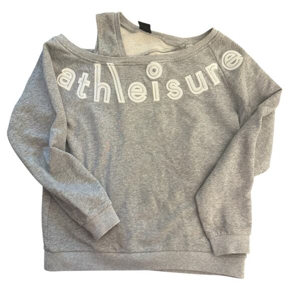 Pinko Gray Cutout Athleisure Off the Shoulder Sweatshirt Embroidered XS ($250) - Picture 1 of 8